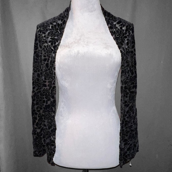 Vintage Black Velvet Rose Scarf - Picture 4 of 10